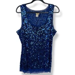 Wildcat‎ Sequin Tank Top Womens Size 1X Y2K 2000s Glam Festival Party Rave Disco